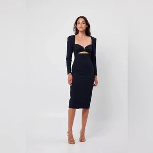 Elliatt Scarlette Long Sleeve Midi Dress in Navy NWT Women Dress SIZE Small - Picture 1 of 9