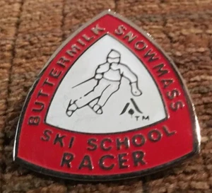 Red Buttermilk Snowmass Ski School Racer Ski Pin - Picture 1 of 1