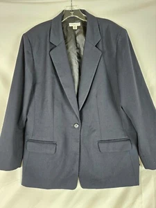 Pendleton 100% Virgin Wool Navy Blue Blazer Jacket Womens Plus Size 18W Made USA - Picture 1 of 6