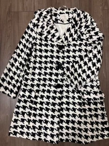 Kate Spade NY Spring Coat Houndstooth Pattern A-Line XS Size From Japan - Picture 1 of 9