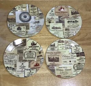 Juego de 4 platos de postre Wine Cellar I. Godinger & Co. Chateau Wine Cheese NUEVO - Imagen 1 de 12