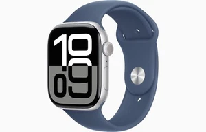 Apple Watch Series 10 GPS 46mm Gehäuse SILBER Sportarmband DENIM - Bild 1 von 5