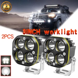 Par de luces de trabajo LED cuadradas de 3 pulgadas vainas de cubo lámpara antiniebla todoterreno conducción camión SUV - Imagen 1 de 9