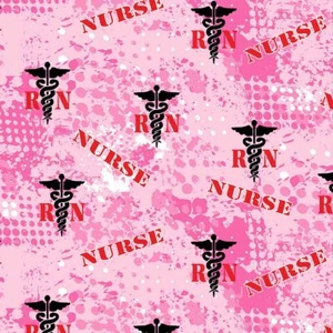 Nurse RN Cotton Fabric with Abstract Design-Nurse Fabric Sold by the Yard-Sykel - Picture 1 of 1