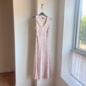 Vintage Floral 100% Silk Ethereal Maxi Slip Dress 12 14 Whimsygoth Fairycore - Picture 1 of 16