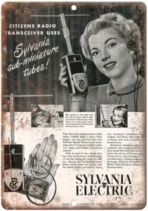 Sylvania Ricetrasmettitore Radio Elettrico Riproduzione Vintage Insegna Metallo D66 - Foto 1 di 2