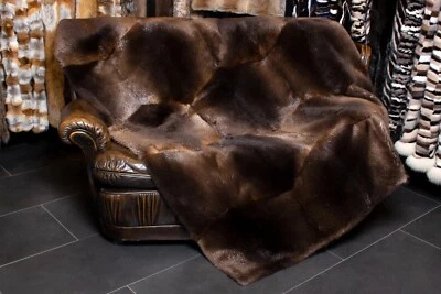 1660 Premium Real Fur Blanket made with Beaver Fur Genuine Fur Throw Bedspread - Image 1 of 4