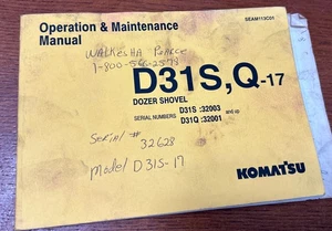 KOMATSU D31S, Q-17 DOZER SHOVEL Operation & Maintenance MANUAL - Picture 1 of 5