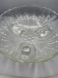 Vintage Anchor Hocking Clear Glass Bubble & Swirl Tri-Footed Serving Bowl - Picture 1 of 3