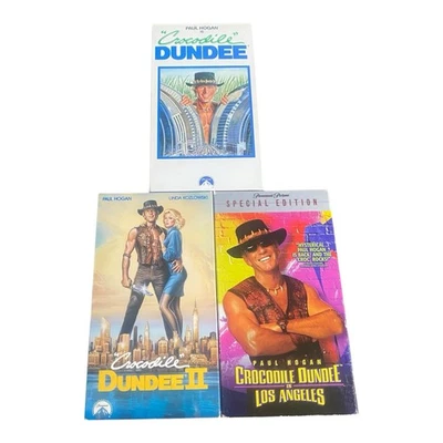 Crocodile Dundee VHS Lot - 1 (Original) , II & 3 (Los Angeles) Paul Hogan - Image 1 of 2
