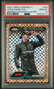 2024 Topps Chrome Formula 1 Lewis Hamilton #165 Orange Checker Flag 24/25 PSA 10 - Picture 1 of 2