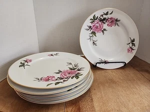 6- Bellaire 10-1/2" Dinner Plates Yamato Fine China of Japan  #7110 Pink Peony - Picture 1 of 5