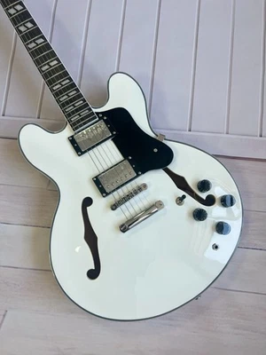 Guitarra Eléctrica ES 335 Blanca Semi-Hueca 2H Pastillas Perillas Negras Almacén EE. UU. Foto 1 de 4