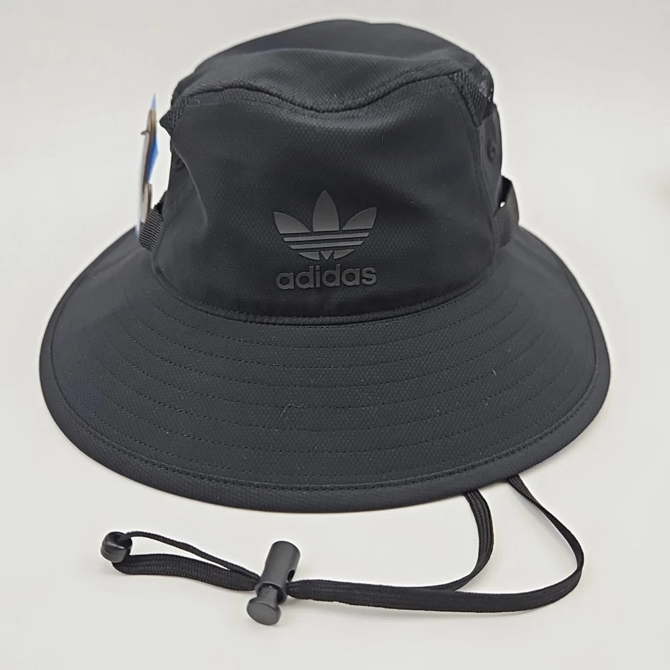 ADIDAS Original L/XL Black with Black Logo Webbing Boonie Bucket Hat