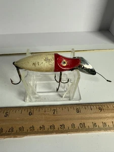 Vintage Heddon Go-Deep River Runt Red Head White Body Angelköder 3" - Bild 1 von 5