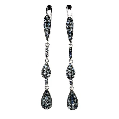 925 Orecchini Argento Sterling Zaffiro Blu Rotondo Taglio Diamante Gemma Jewelry - Immagine 1 di 4