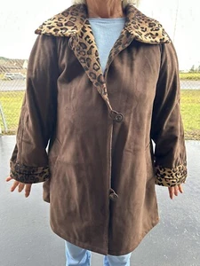 Norm Thompson Vintage Suede Leopard Jacket - Picture 1 of 8