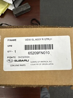 2024 SUBARU IMPREZA REAR LEFT SIDE QUARTER GLASS OEM 65209FN010 - Image 1 of 2