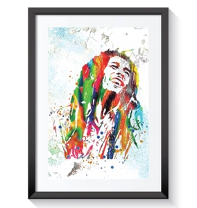 Bob Marley Framed Picture Print Pop Reggae Music Retro Abstract Wall Art A3 A4 4 - Picture 1 of 32