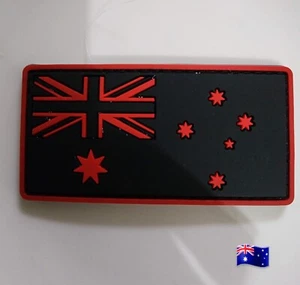 1pce Australia Flag Black & Red PVC Velco Sew On Patch - Picture 1 of 1
