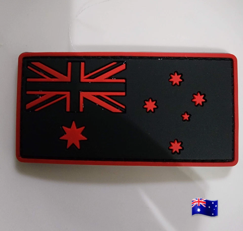 1pce Australia Flag Black & Red PVC Velco Sew On Patch - Image 1 of 1
