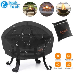 33" Round Fire Pit Cover 600D Waterproof Windproof Patio Grill BBQ UV Protector - Picture 1 of 8