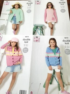 KING COLE Double Knitting Pattern 5613-5612 cardigan/sweater 22"-30" - Picture 1 of 2