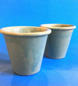 Macetas de cerámica vintage de 3" de alto color aguamarina, juego de 2 - Imagen 1 de 10