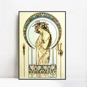 Framed Canvas Giclee Art Folio - Illustration of Draped Woman by Alphonse Mucha - Picture 1 of 43