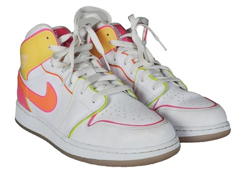 Nike Air Jordan 1 Mid GS Edge Glow White Pink Blast CV4611 100 giovani taglia US 7 ANNI