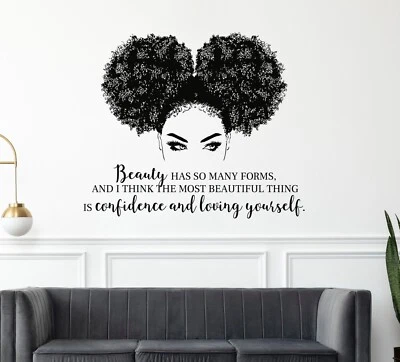 Calcomanía de pared para mujer africana, pegatina de pared para niña africana, calcomanía para niña afro ga262 -i Foto 1 de 4