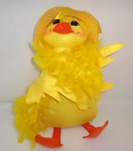 Annalee Momma Duck with Straw Hat Felt Body Yellow Feathers 16" Dated 2017 - Picture 1 of 8
