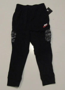 NIKE Boys Black Sweatpants Zip Graphic Pockets Jogger Pants Small 4-5 NWT - Picture 1 of 4