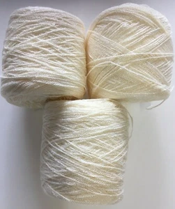 Cristal Lace yarn.Color 10-Cream Acrylic/Rayon. 900 yards per ball. 1 lot of 3 . - Picture 1 of 3