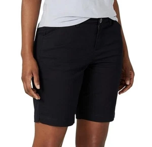 Lee Women's Legendary 9" Chino Bermuda Short Jet Black 2 - Picture 1 of 3