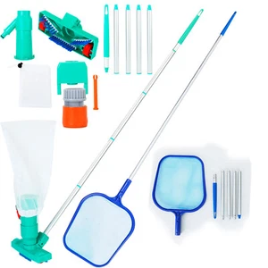 Upgrades Pool Spa Pond Jet Vacuum Cleaner w/Brush Bag 5 Sections Telescopic Pole - Picture 1 of 34