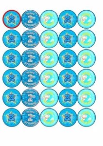 30 Boys 2nd birthday edible cup cake toppers, - Picture 1 of 1