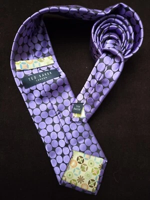 Ted Baker London Purple And Black Large Polka Dotted 59/3.25 Silk Tie - Image 1 of 4