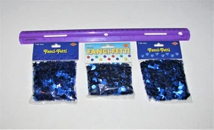 Blue Metallic Confetti, Each pkg 1 oz, Circles, Stars or Hearts - Picture 1 of 13