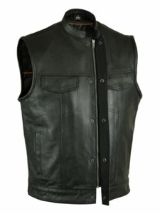 Men's Outlaw Leather Motorcycles Club & Biker Vest concealed carry Soft Leather - Picture 1 of 2