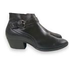 Aquatalia Italy Fanny Ankle Boot Womens US 7.5 Block Heel Black Leather Shoes