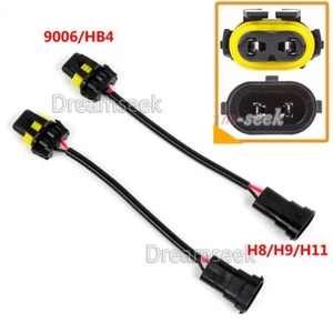 2X 9006 BULB TO H8 H11 CONVERSION HARNESS SOCKET ADAPTER FOR HEADLIGHT FOG LAMP - Picture 1 of 3