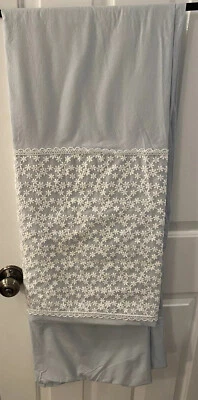 RJR John Rocha Light Blue Embroidered Lace Twin Duvet Cover/Sham Cotton NEW - Image 1 of 4