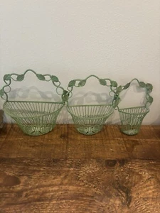 Wrought Iron Garden Wall Baskets Set of 3 - Picture 1 of 9