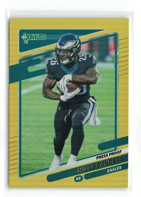 MILES SANDERS #109 2021 PANINI DONRUSS EAGLES GOLD PRESS PROOF READ - Image 1 of 2