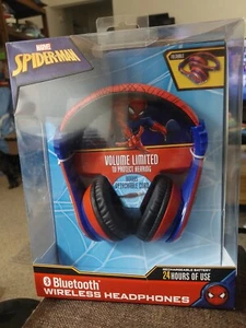 Kids Spiderman Wireless Bluetooth Headphones With Built-In Microphone Adjustable - Picture 1 of 6