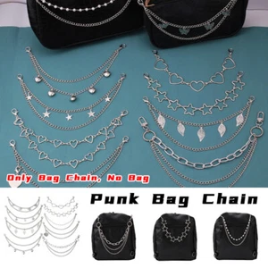 Punk Personality Bag Chain Metal Cross Heart Pendants Shoulder Bag Handbag Chain - Picture 1 of 28