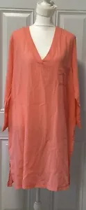 Copricostume Lands End Coral 100% cotone scollo a V leggero maniche a 3/4 taglia large - Foto 1 di 12
