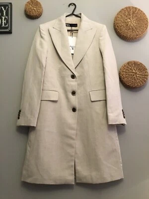 ZARA RUSTIC MASCULINE COAT BNWT SIZE XS BEIGE RRP £79.99 - Image 1 of 4
