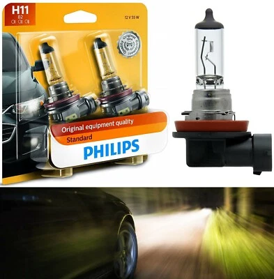 Philips Standard H11 55W Two Bulbs Head Light High Beam Replacement Plug Play OE - Image 1 of 4